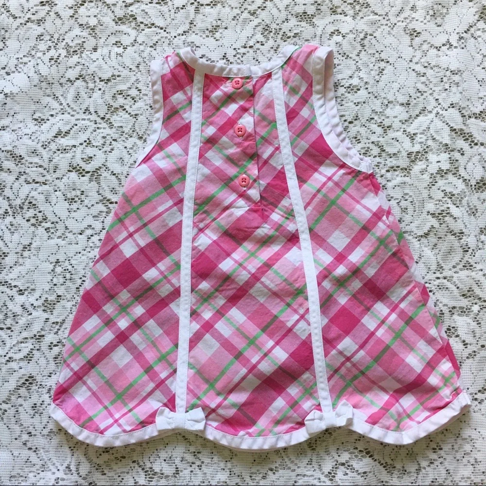 🍼 🎀 Gymboree Baby Girl Plaid Dress Pink Beautiful Sleeveless 3-6Months Newborn